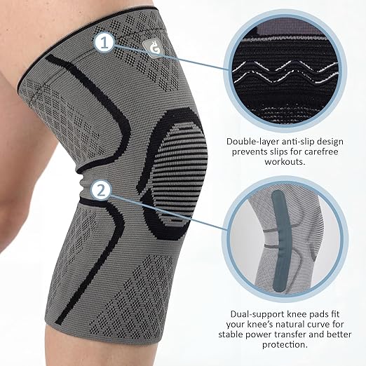 GOOGAH Knee Compression braces 2-Pack - Pain Relief Support for Arthritis, ACL & Meniscus Tears | Breathable Nylon Knee Sleeves for Men & Women | Sizes XXS-2XL