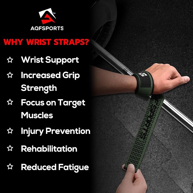 AQF Lifting Wrist Straps for Weightlifting, Powerlifting & Deadlifts – 23” Neoprene Padded Cotton Straps for Strength Training & Gym Workouts - Maximum Grip Support for Men & Women