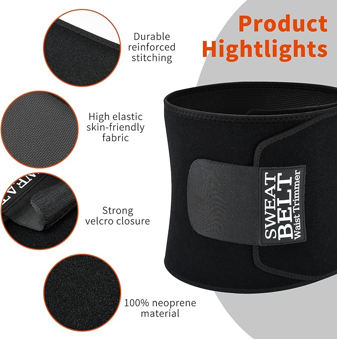AMZBOSS Waist Trainer for Women & Men, Waist Sweat Band, Belly Band Sweat Belt, Stomach Wrap, Body Shaper Belt