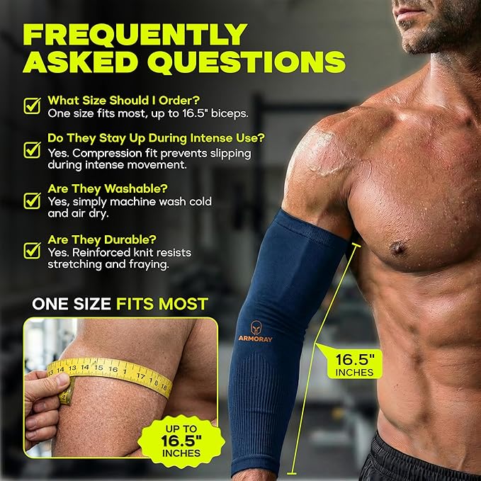 ARMORAY Arm Sleeves for Men and Women - UV Sun Protection Cooling Compression - Tattoo Cover Up Sleeve for Daily Wear & Work