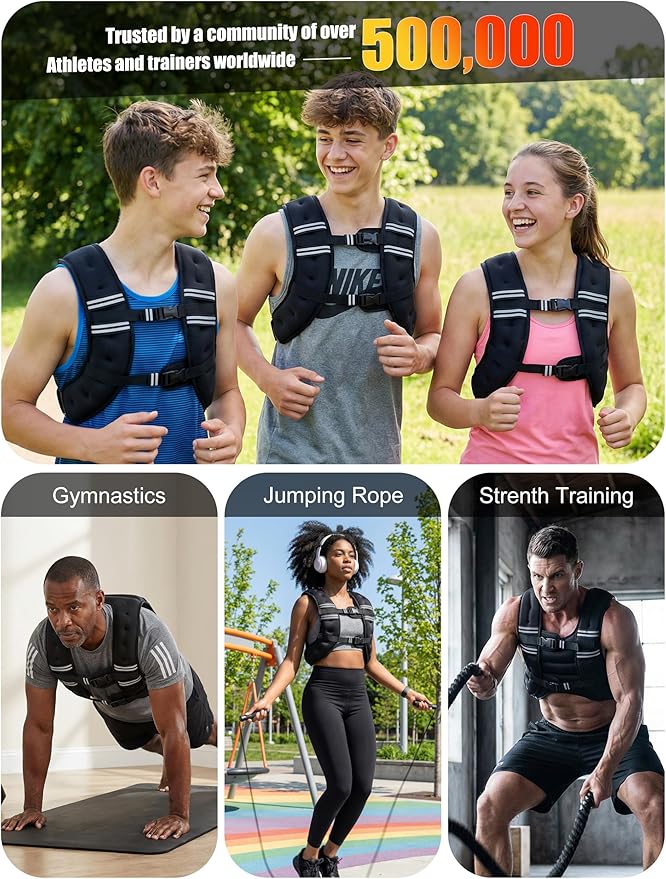 Henkelion Weighted Vest Weight Vest for Men Women Kids Weights Included, Body Weight Vests Adjustable for Running, Training Workout, Jogging, Walking