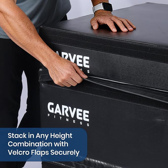Stackable Plyo Box 6/12/20 Inch, Adjustable Plyometric Jump Box, Soft Foam Step Up Boxes for Home Gym Workouts, Soft Plyo Box for Professional Strength, HIIT, Step-Ups, and Training