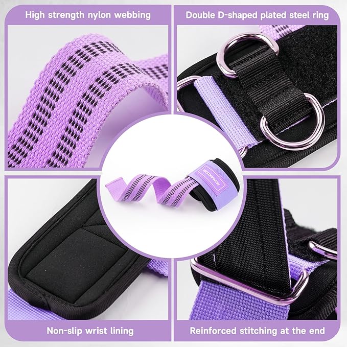 MANUEKLEAR Non-Slip Wrist Straps for Weightlifting Deadlifting, Gym Lifting Straps with D Rings for Cable Machine Workout, 10mm Neoprene Padded Weight lifting Wrist Wraps for Men Women