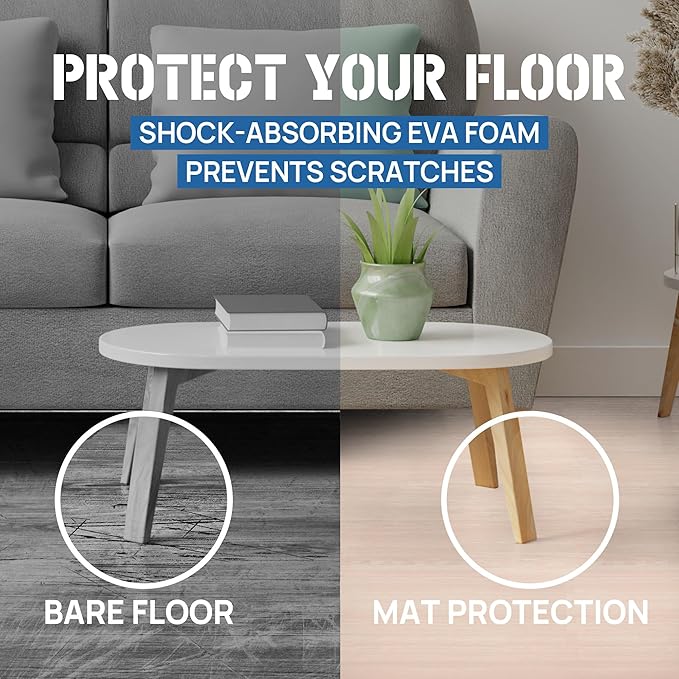 Yes4All EVA Interlocking Mats, Puzzle Floor Tiles, Foam Floor Padding with Border for Furniture, Home Space, Living Room, Garage 11,22,32 SQFT