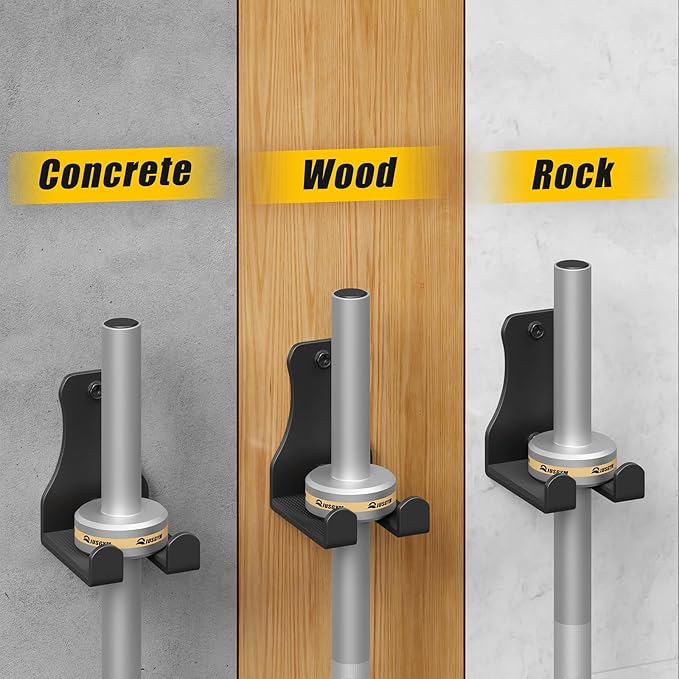 Jusgym Barbell Wall Holder, Durable Olympic Barbell Hanger with Protective Pad, Space Saving Barbell Holder for Squat Rack, Home Gym and Garage, Holds Under 33mm Bar Size