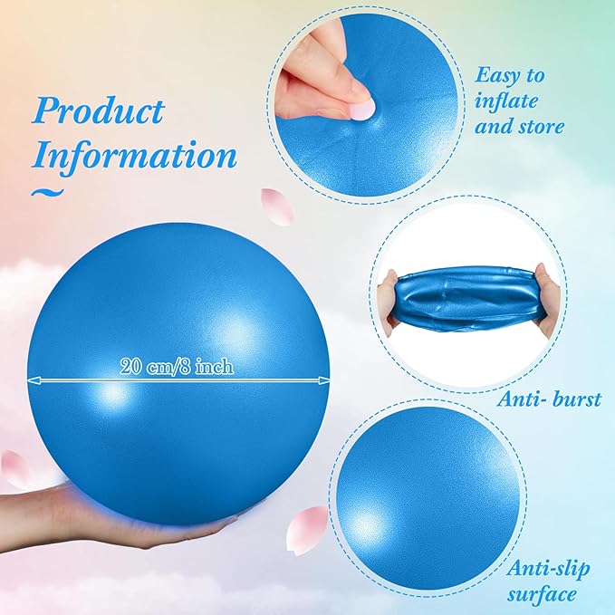 Aoriher 10 Pcs Small Exercise Pilates Ball Bulk 9 Inch Mini Yoga Balls Anti Burst and Slip for Stability Fitness Physical Therapy Stretching & Core Workout at Home Gym Office Class