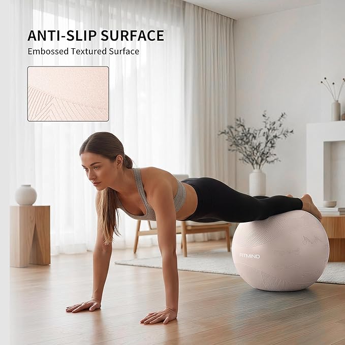 Extra Thick Yoga Ball with Training Instruction, Anti-Burst Slip Resistant Exercise Ball with Pump for Pilates,Physical Therapy,Pregnancy Stability,Birthing Ball 22in 26in 30in