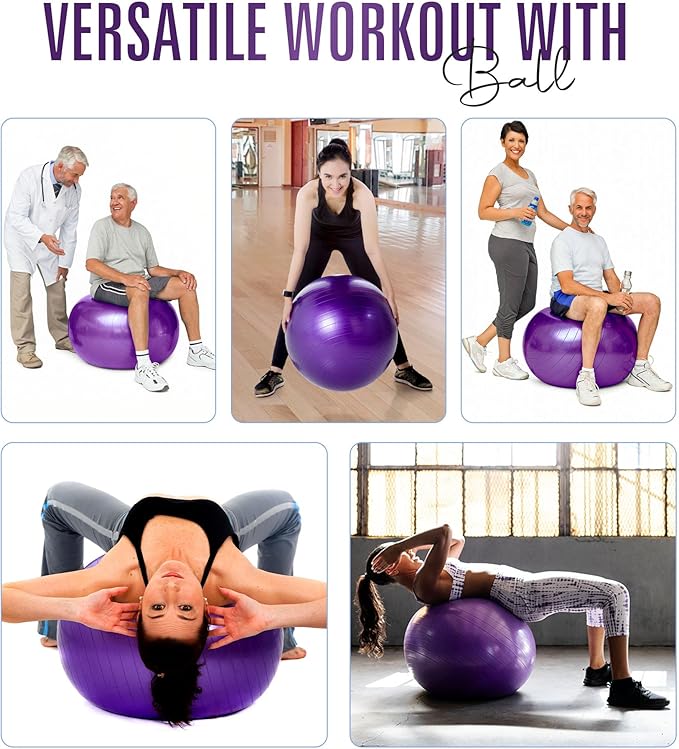 ROMIX Exercise Ball, Anti-Burst Extra Thick Birthing Pregnancy Ball with Pump, Fitness Swiss Yoga Balls 22in/26in/30in (55cm 65cm 75cm) Exercise Balls Physical Therapy for Pilates Home Gym