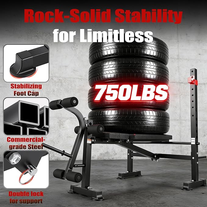 Foldable 1500LBS 8 IN 1 Olympic Weight Bench Set with Squat Rack, Leg Extension/Curl & Preacher Curl, Adjustable Bench Press Set with Safety Bar Catches for Home Gym Full Body Workout