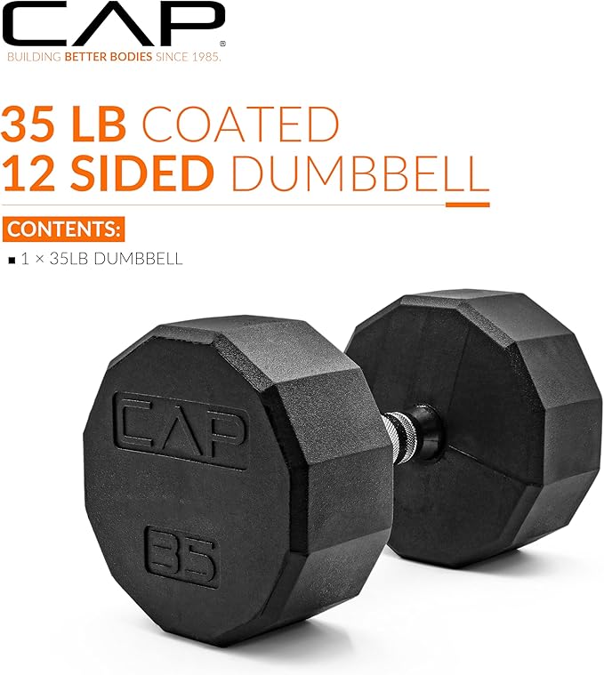 CAP Barbell Coated Hex Dumbbell Weight - Single | 10-120 lbs | Multiple Options