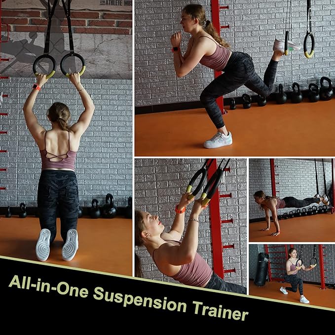 QUOLIX Gymnastic Rings with Adjustable Straps, Non-Slip Pull Up Rings with Straps, 1300lbs Exercise Rings with Straps for Home, Gymnastics Rings for Home Gym, Workout, Exercise, Training, Calisthenic