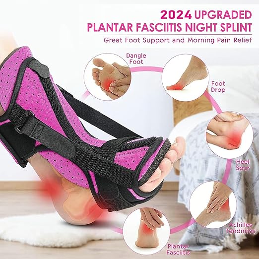 Plantar Fasciitis Night Splint: 2 Packs Upgraded Brace with Soft Memory Foam Pad | Ankle Brace for Plantar Fasciitis Relief Achilles Tendonitis Relief Foot Drop Heel Arch Pain Support for Women Pink