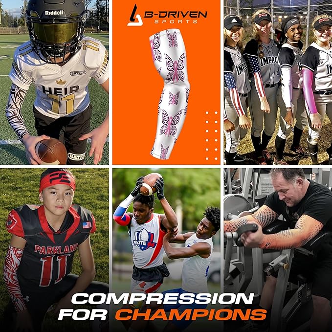 B-Driven Sports Sleeve Pro-Fit - Compression Arm Sleeve for Men & Women - Basketball & Volleyball Arm Sleeve - Single