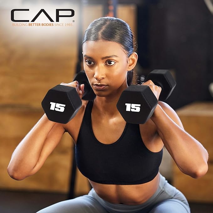 CAP Barbell 2 LB Neoprene Dumbbell Hand Weights - Pair | Black