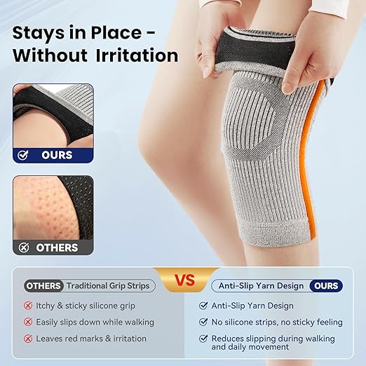 JOMVD Knee Compression Sleeve for Men & Women – Knee Brace for Knee Pain, Arthritis, ACL & Meniscus Tear, Circulation, Breathable Knee Support for Swelling Relief, Injury Recovery & Daily Comfort,Medium,1 Pack