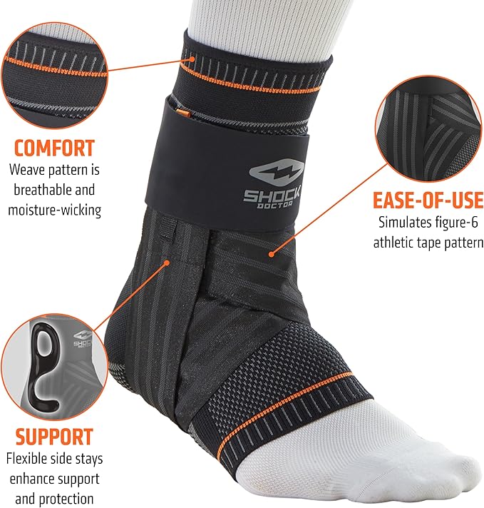 Shock Doctor Ultra Knit Ankle Brace W/Figure 6 Strap & Stays