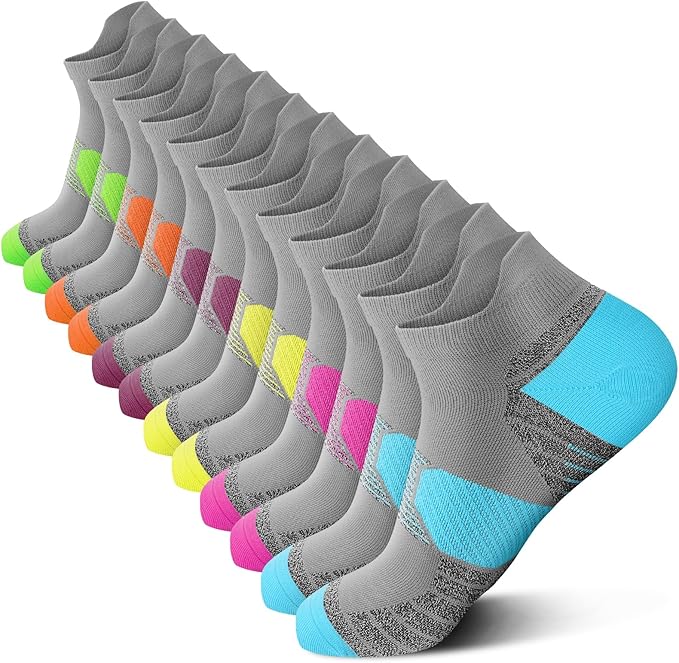 PAPLUS Compression Running Socks Women (6 Pairs), Ankle Athletic Socks Low Cut with Arch Support
