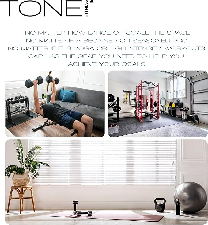 Tone Fitness 1-Inch Thick Yoga Mat | High-Density, Non-slip Exercise Mat with Carrying Strap for Yoga, Pilates, & Home Gym Workouts | Multiple Options