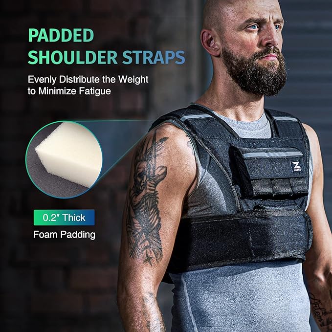 ZELUS Weighted Vest, 20lb/23lb/30lb/45lb/60lb Vest Adjustable Weights for Exercise, Weight Vest for Men, Workout Vest for Home Workouts Cardio Strength Training Weight Loss