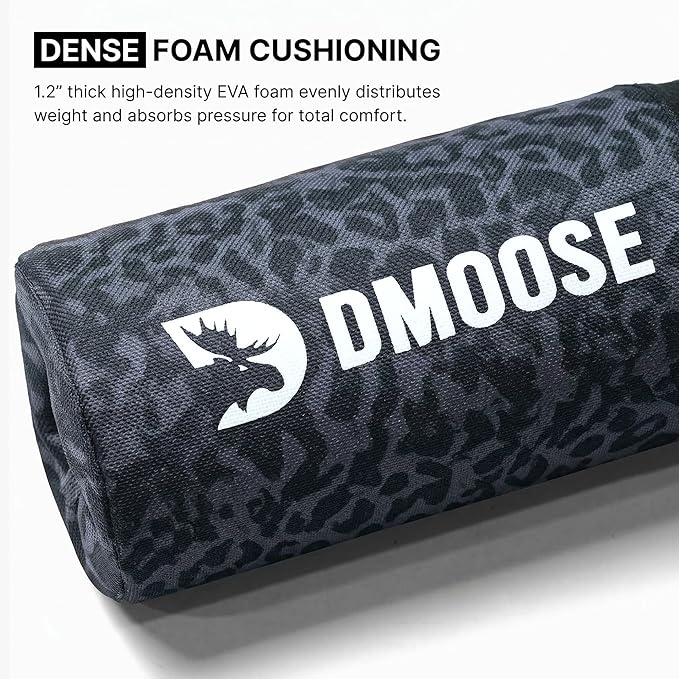 DMoose Fitness Barbell Pad for Hip Thrust, Squat & Lunges - Non-Slip Thick Foam Cushion for Neck and Back Support with Two Straps - Hip Thrust Pad for Leg Day - Fits All Olympic Bars and Smith Machine