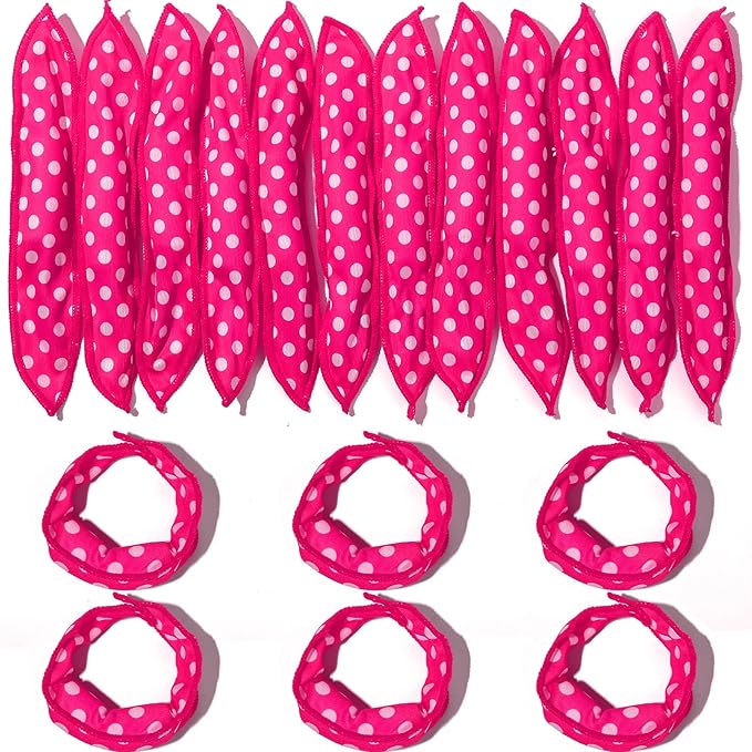 Syhood 48 Pcs Sponge Hair Rollers Soft Hair Curlers to Sleep in, Foam Heatless Overnight Pillow Curlers for Women Tousle Hair Styling Tools(Cloth Cover,Hot Pink)