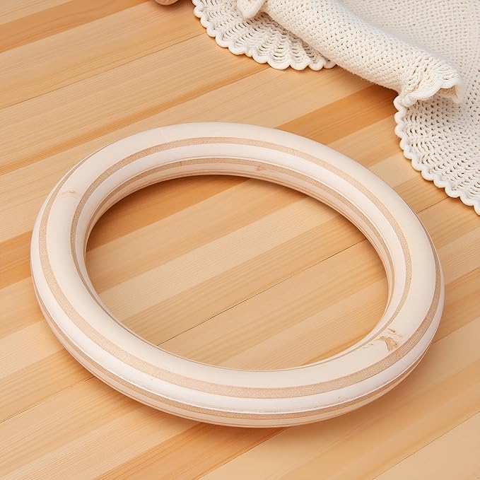 Wood Gymnastics Rings Set, Solid Birch Wooden Fitness Rings for Kids and Adults, Non‑Slip Grip for Home Workout and Pull Up, 2 Pack(25mm 19cm)