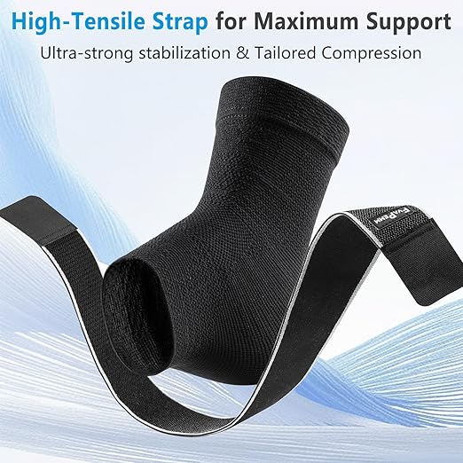 Ankle Brace for Women Men-2 Pack Copper Ankle Compression Sleeve Support for Sprained Ankle, Plantar Fasciitis Relief & Achilles Tendonitis Brace, Sports, Running, Black, L