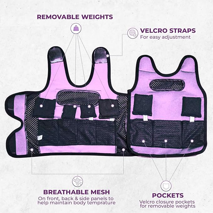 Weighted Sensory Compression Vest for Kids – Adjustable Calming Vest with Removable Weights – Purple