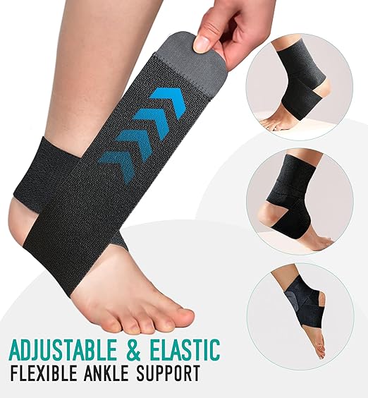 HiRui Ankle Support Brace for Men & Women, Adjustable Compression Strap for Sprains, Plantar Fasciitis, Achilles Tendonitis, Running, Workout, Sports – Fits Left & Right Foot (1, Black, Medium)