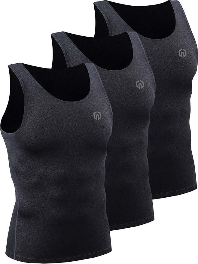 NELEUS Men's 3 Pack Athletic Compression Under Base Layer Sport Tank Top