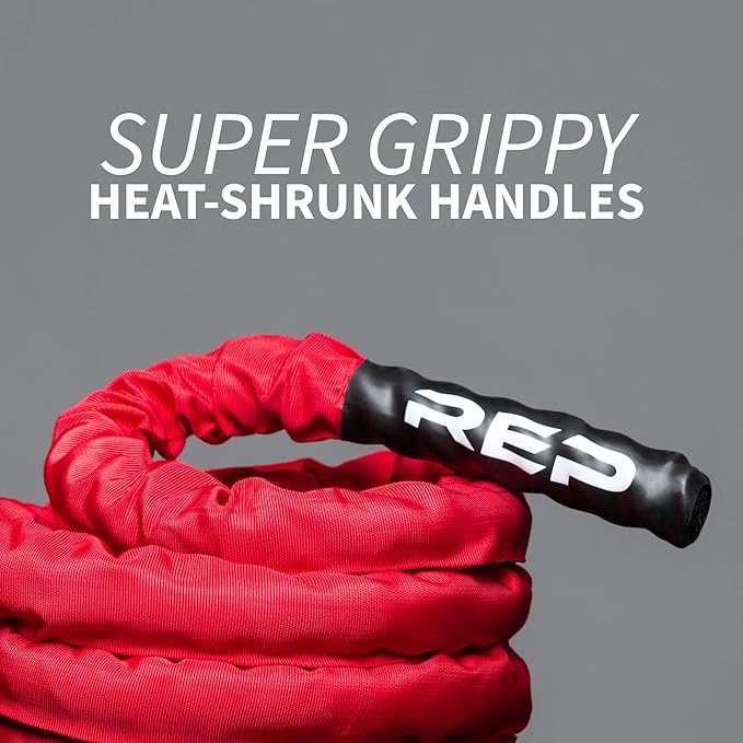 REP Fitness Battle Rope | 30/40/50 Ft Heavy Training Cord for Home Gym, Strength Workout, Cross Fit, Cardio Conditioning, Exercise Equipment with Protective Sleeve & Textured Grip Handles | 3 Colors