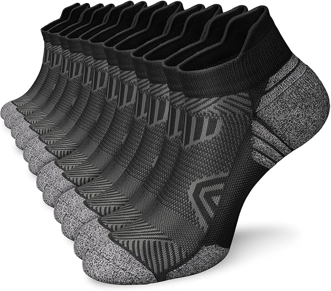 Cushioned Cotton Ankle Compression Socks for Men Women 6 Pairs Wicking Low Cut Arch Support Plantar Fasciitis Socks
