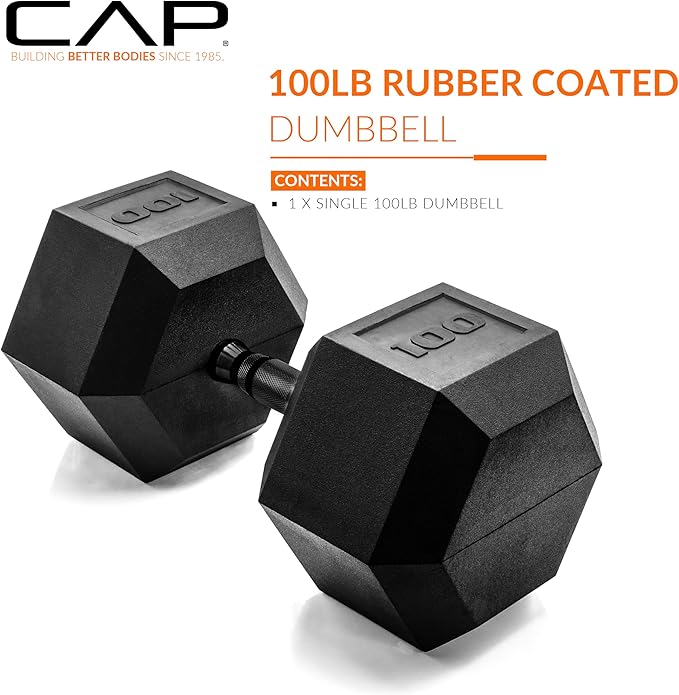 CAP Barbell Coated Hex Dumbbell Weight - Single | 10-120 lbs | Multiple Options