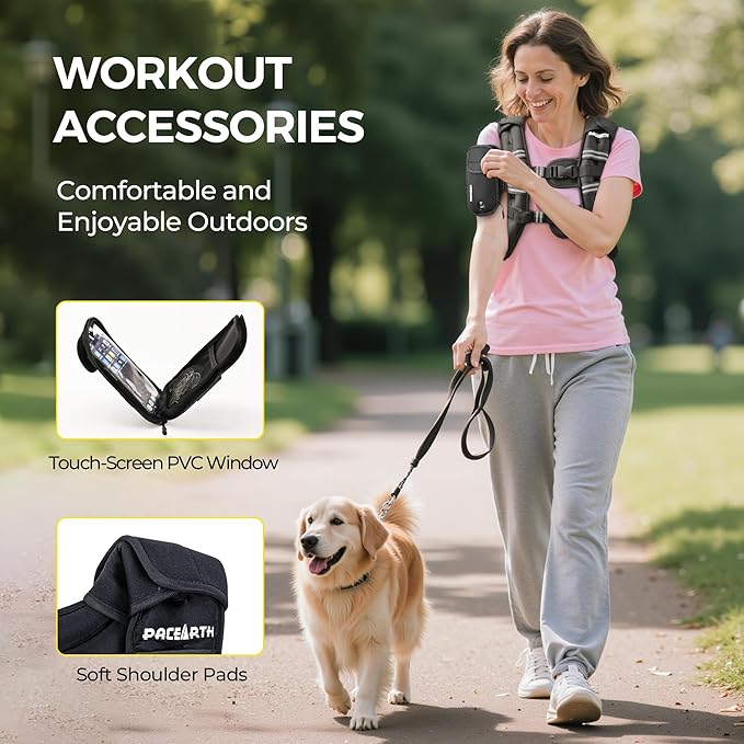 PACEARTH Weighted Vest,6lb/8lb/10lb/12lb/16lb/20lb/25lb/30lb Weight Vest with Reflective Stripe, Body Weight Vests for Women, Men, Weight Loss Workout, Strength Training, Running, Walking, Jogging