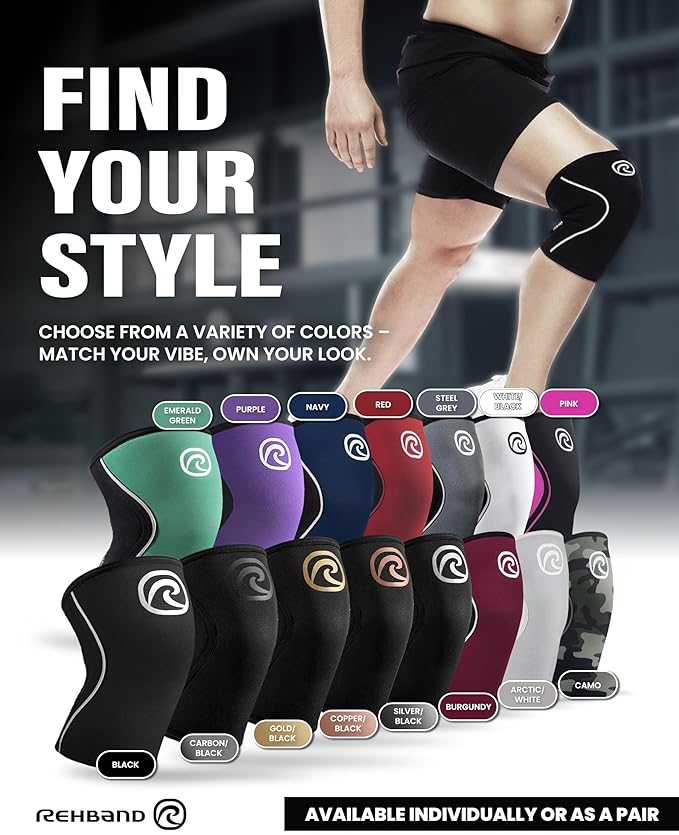 Rehband 5mm Knee Sleeves for Functional Training, Cross-Training & Powerlifting, Weightlifting Knee Support made of Neoprene, Unisex, Colour:Carbon/Black - 1 Pair, Size:X-Large