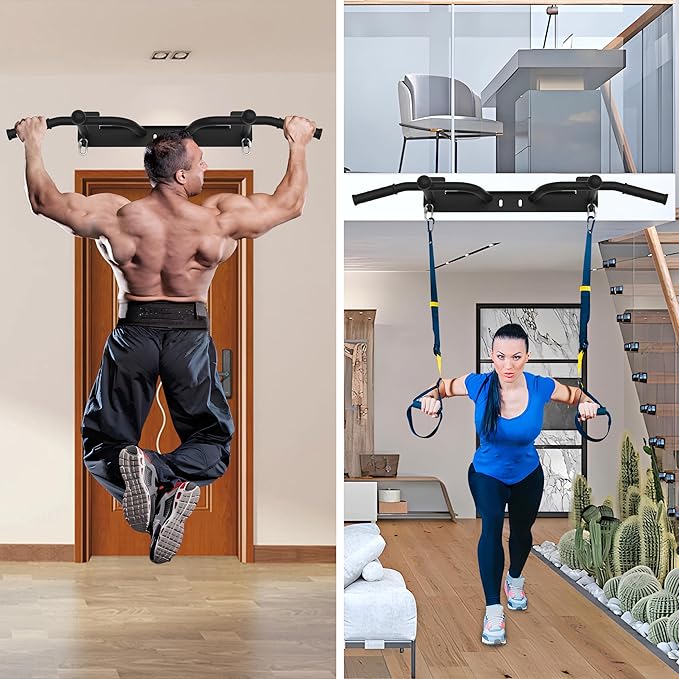 Wall Mounted Pull Up Bar - Heavy Duty Chin Up Bar, Pull-Up Bar for Garage, Joist, Wall Mount - Multifunctional Fitness Bar, Supports up to 600 Lbs