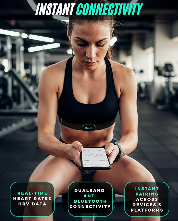 Powr Labs Bluetooth and ANT+ Heart Rate Monitor Chest Strap - All Day Comfort, Easy Connectivity - Compatible with Polar, Garmin, Peloton, Wahoo
