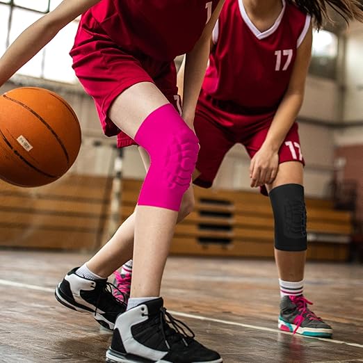 Wrestling Knee Pads for Kids Youth Adult, Knee Compression Sleeve for Basketball Volleyball Football, 1 Pair Short Knee Pads Sleeves ((#2) Pink-2pcs,XXLarge)