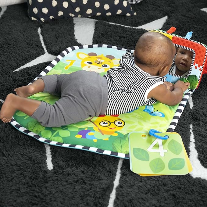 Baby Einstein Discovery Garden Tummy Time Mat & Mirror, Ages 0-6 Months, Multisensory