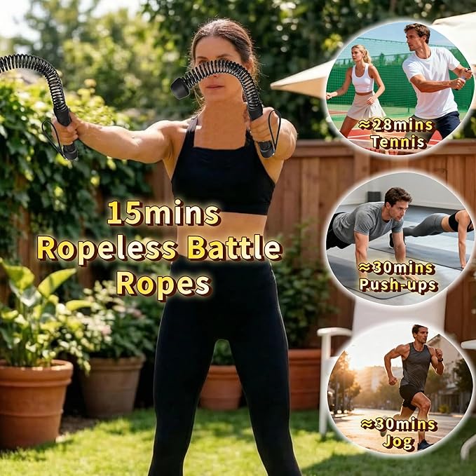 Ropeless Battle Ropes for Home Gym-Portable Cordless Training Rope Fitness Equipment for Men & Women,Weighted Workout Ropes for HIIT,Versatile Exercise Equipment for Home and Travel Exercise(Grey)