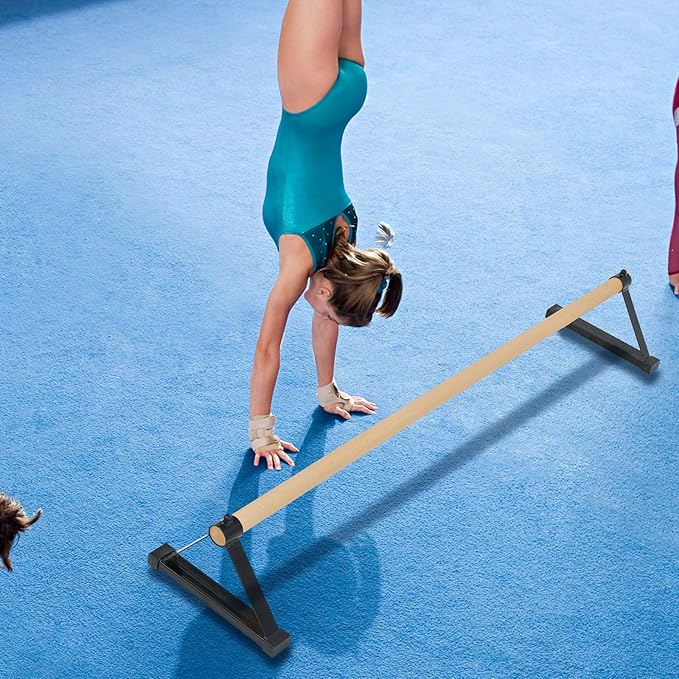 Leyndo 54” Gymnastics Pirouette Bar Wood Parallettes Bars Set Handstand Bars Trainer Gymnastics Floor Bar Push up Bars for Gymnast Handstands Floor Training Gymnast Gifts