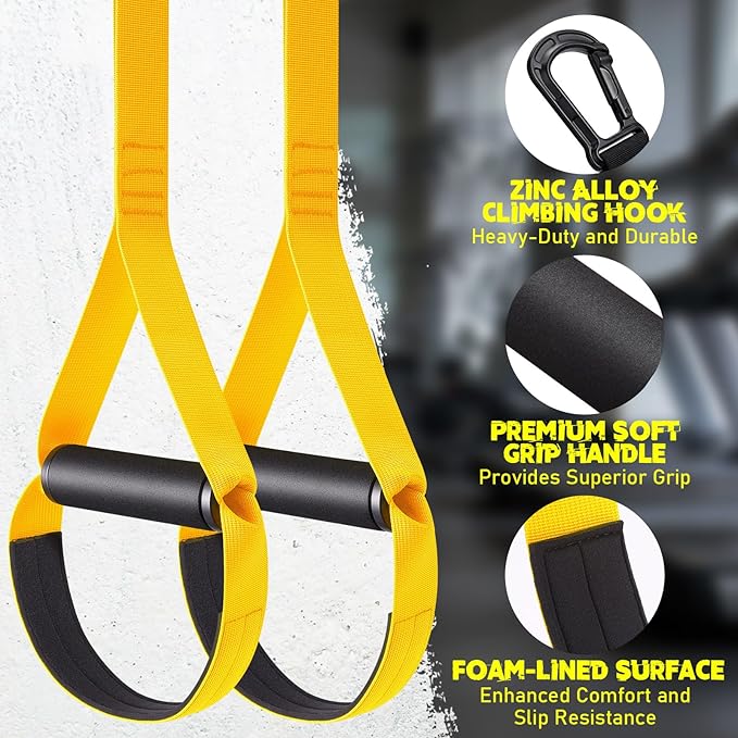 TOBWOLF Home Suspension Straps Training Kit, All in One Compact Resistance Trainer Straps & Door Anchors, Suitable for Home Gyms, Travel, Core Training & Full-Body Fitness
