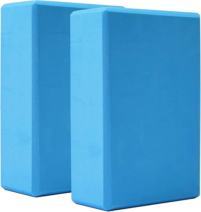Yoga Blocks 9x6x3, 2 Pack High Density Yoga Brick Foam Blocks to Improve Strength, Flexibility and Balance, Light Weight and Non-Slip Surface, Pilates and Meditation (Gemstone Blue)