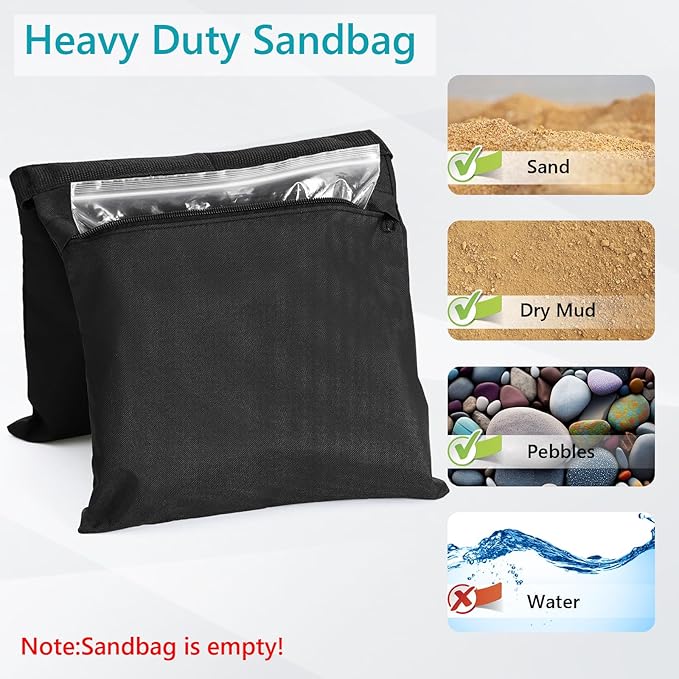 ABCCANOPY Photography Sandbag for Video Stand, Heavy Duty Weight Bags for Light Tripod, Camping Chair, 8 Packs (Black) No Sand