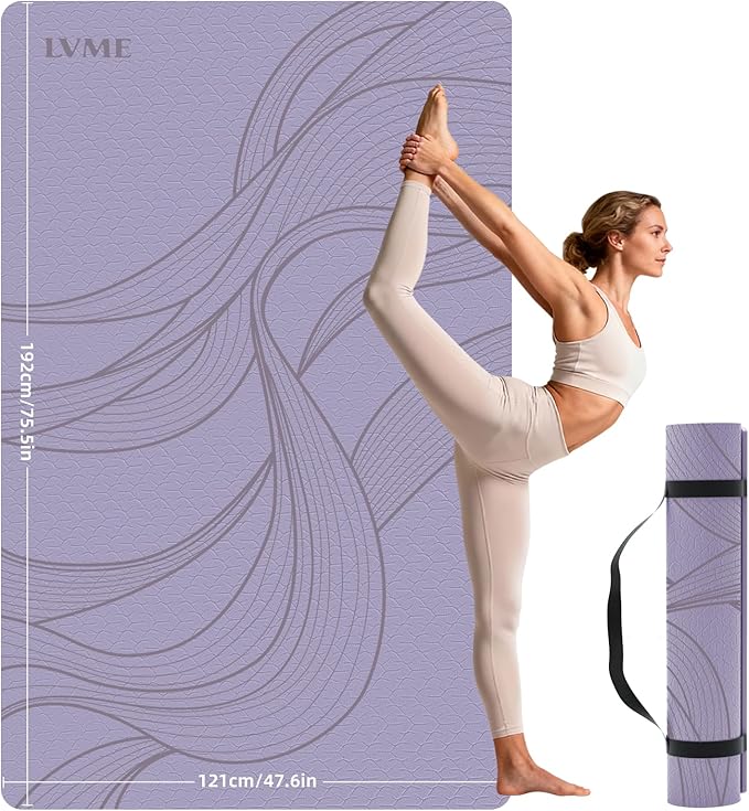 Large Yoga Mat (75.5"x47.6"x0.4"）Extra Wide & Thick 10mm, Non-Slip Exercise Mat, High-Density TPE Mat for Yoga Pilates & Home Gym Workouts