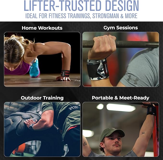 Rip Toned Wrist Wraps for Weightlifting – USPA & USAPL Approved 18" Wrist Straps for Powerlifting – Adjustable, Durable Gym Wraps with Thumb Loop – Maximum Support for Men & Women