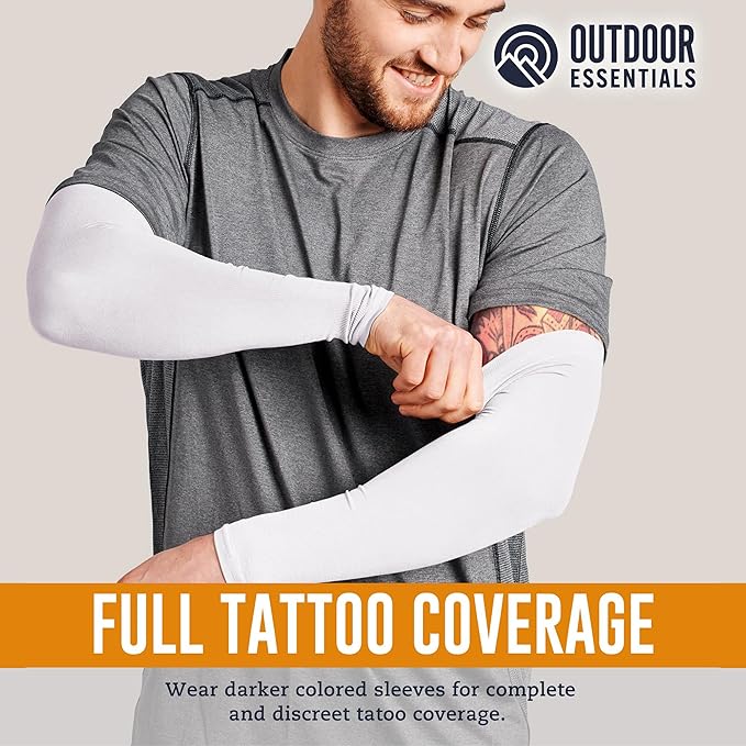 OutdoorEssentials UV Sun Protection Arm Sleeves - Compression Arm Sleeve, UV Arm Sleeves Men, Women - Golf Cooling Sleeves