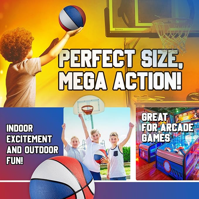 Bedwina Mini Rubber Basketball Balls for Kids - (Pack of 12) 7 Inch, Size 3 - Pool Basketball Hoop Set, Outdoor & Indoor Small Hoops Carnivals, Game Prizes