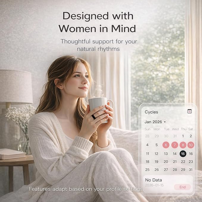 Smart Ring Health & Fitness Tracker for Men & Women – Sleep, Heart Rate & SpO₂ Monitoring, Stress & Activity Tracking, Women’s Health Support, 180+ Sports Modes, IP68 Waterproof, No Subscription Fee