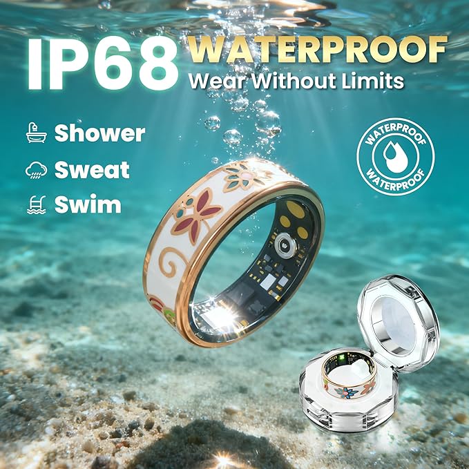 Enamel Craft Smart Ring for Women & Men - No Subscription Fee Fitness Tracker with Sleep Tracking, Heart Rate, SpO2 - IP68 Waterproof for iPhone Android - Activity Tracker, Remote Camera (8)